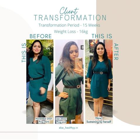 Client before and after photos: 16 kg lost in 15 weeks