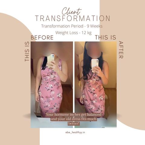 Client before and after photos: 12 kg lost in 9 weeks