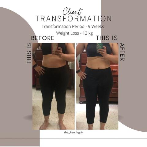 Client before and after photos: 12 kg lost in 9 weeks