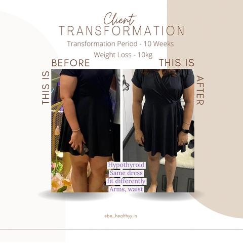 Client before and after photos: 10 kg lost in 10 weeks (Hypothyroid)