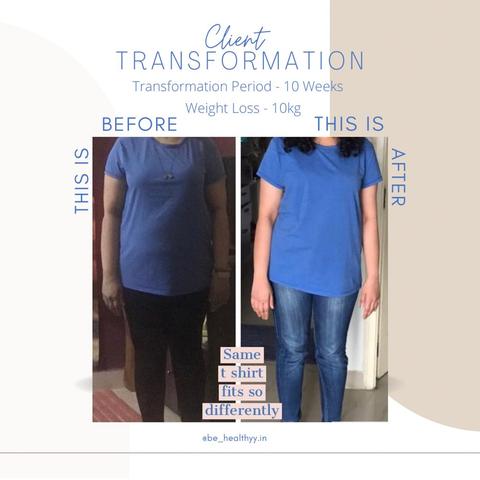 Client before and after photos: 10 kg lost in 10 weeks