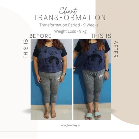 Client before and after photos: 9 kg lost in 9 weeks