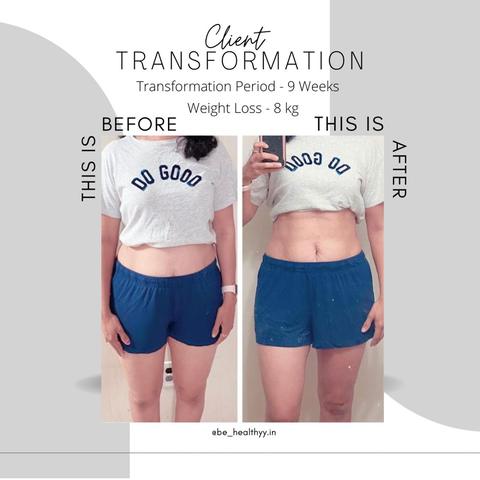 Client before and after photos: 8 kg lost in 9 weeks