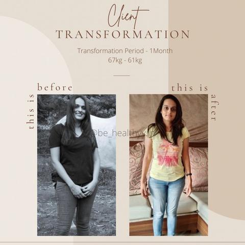 Client before and after photos: 6 kg lost in 1 month (67 → 61 kg)
