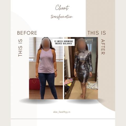 Client before and after photos: inches lost in 12 weeks with hormone balance